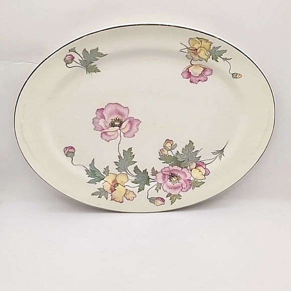 Vintage 1949 Crooksville James California Poppy China Platter 11.5" X 9.25" - Picture 1 of 9